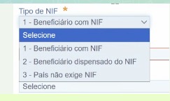 Tipos de NIF na Tela da REINF